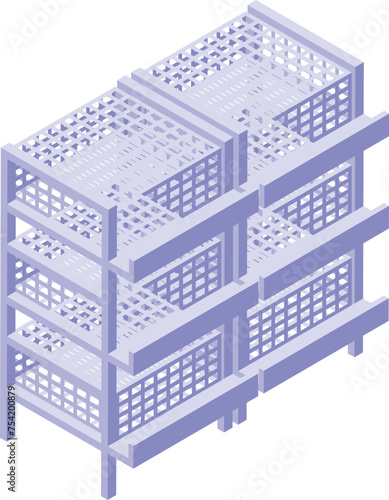 Chicken net box icon isometric vector. Feed production. Nature feeder female aviculture