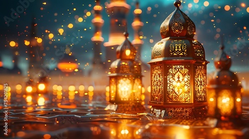 Eid Mubarak Brilliant Extravagance Web based Entertainment Post with Arabic Style Example