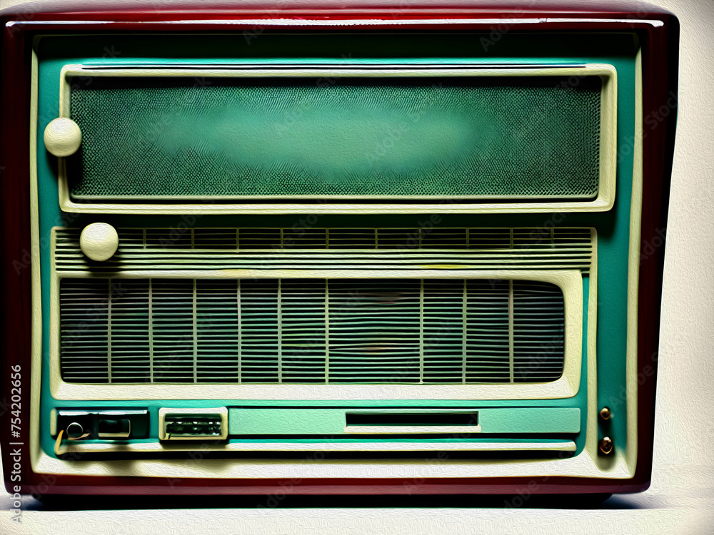 Old Retro Radio, Oil Painting