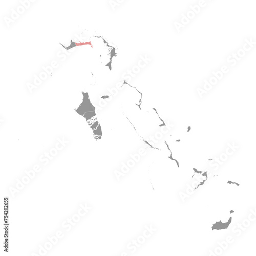East Grand Bahama map, administrative division of Bahamas. Vector illustration.