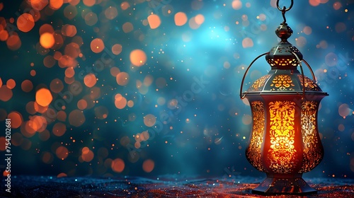 practical lamp background eid mubarak with outline brightening photo