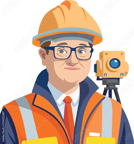 Professional surveyor with theodolite illustration