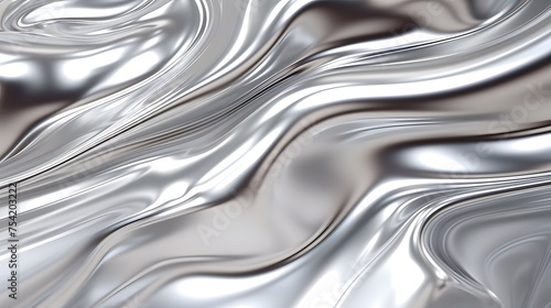 Glossy silver chrome metal fluid effect background photo