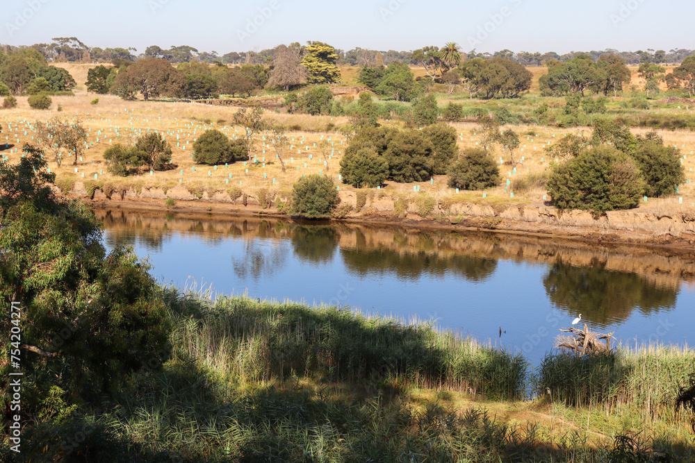 landscape with werribee river and grasslands