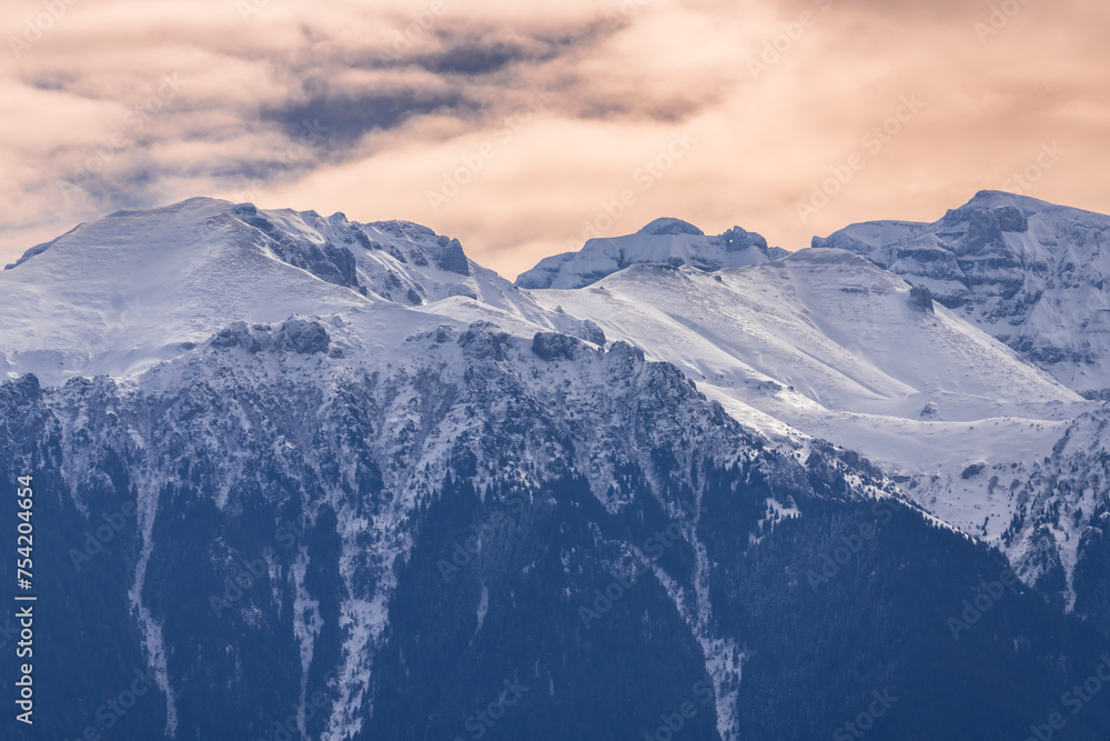 Scenic landscape of Bucegi mountains in the Romanian Carpathians