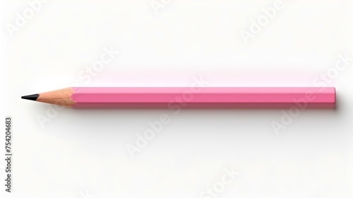 Pink Pencil on a white Background. Education Template with Copy Space