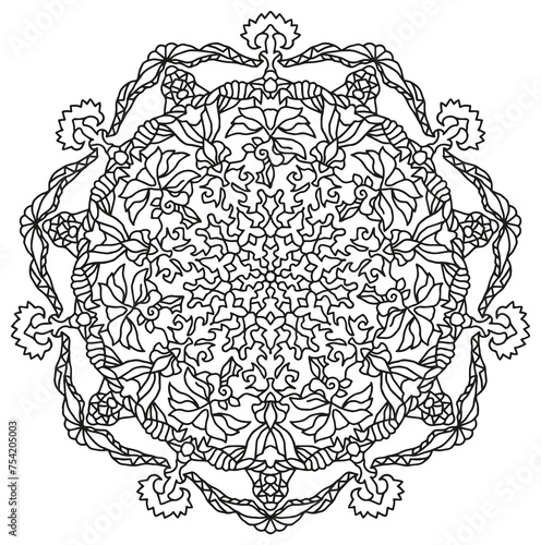 beautiful hand drawn mandala to be colored no stress