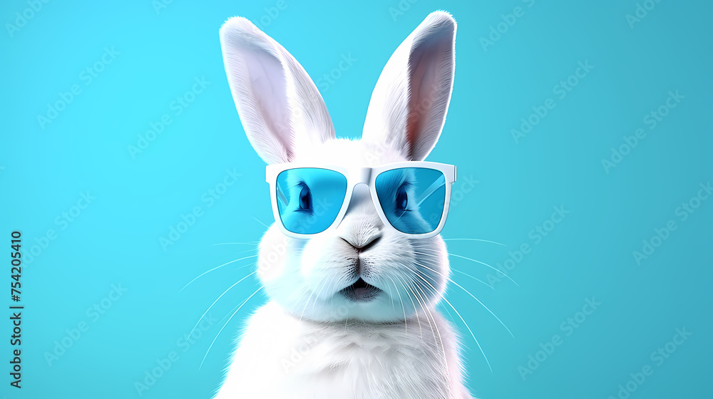 Obraz premium A happy white Easter bunny