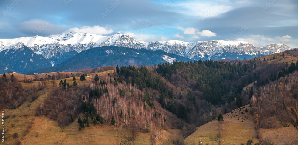 Scenic landscape of Bucegi mountains in the Romanian Carpathians
