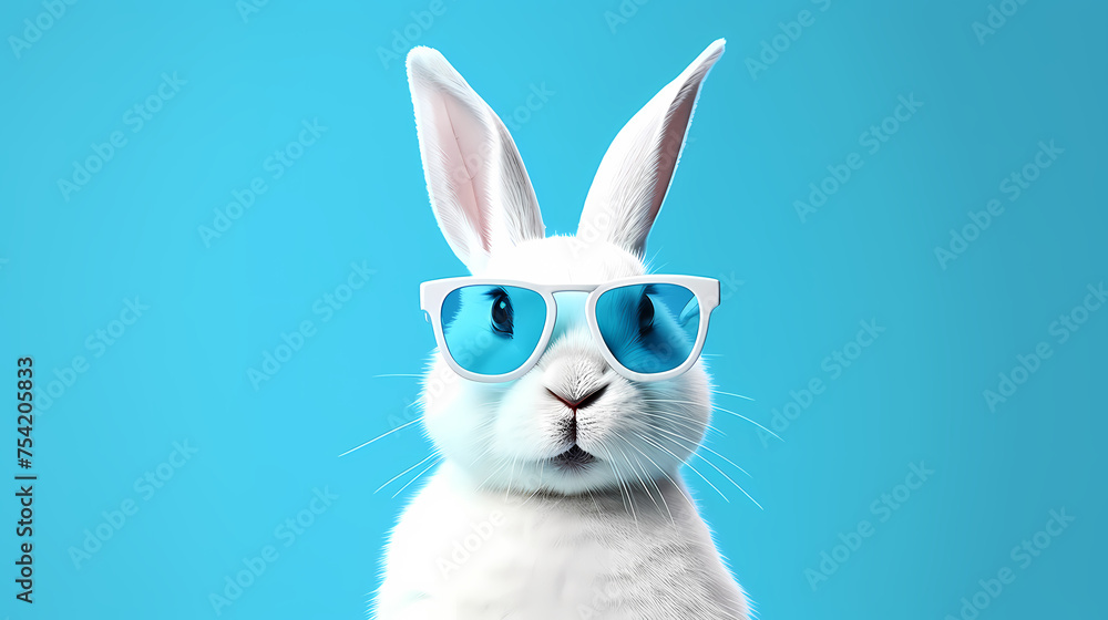 Fototapeta premium A happy white Easter bunny