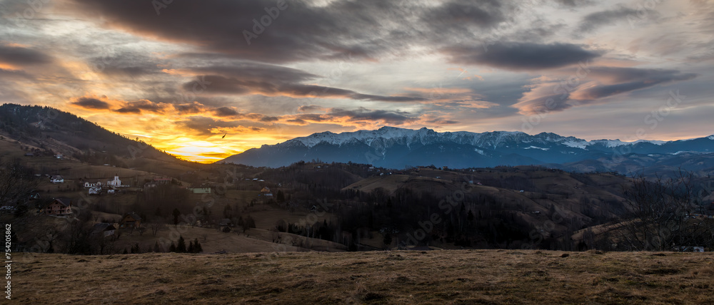 Scenic landscape of Bucegi mountains in the Romanian Carpathians