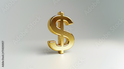 3D Gold Dollar Sign. Generative AI.