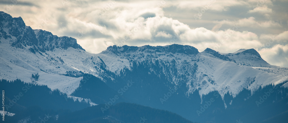 Scenic landscape of Bucegi mountains in the Romanian Carpathians