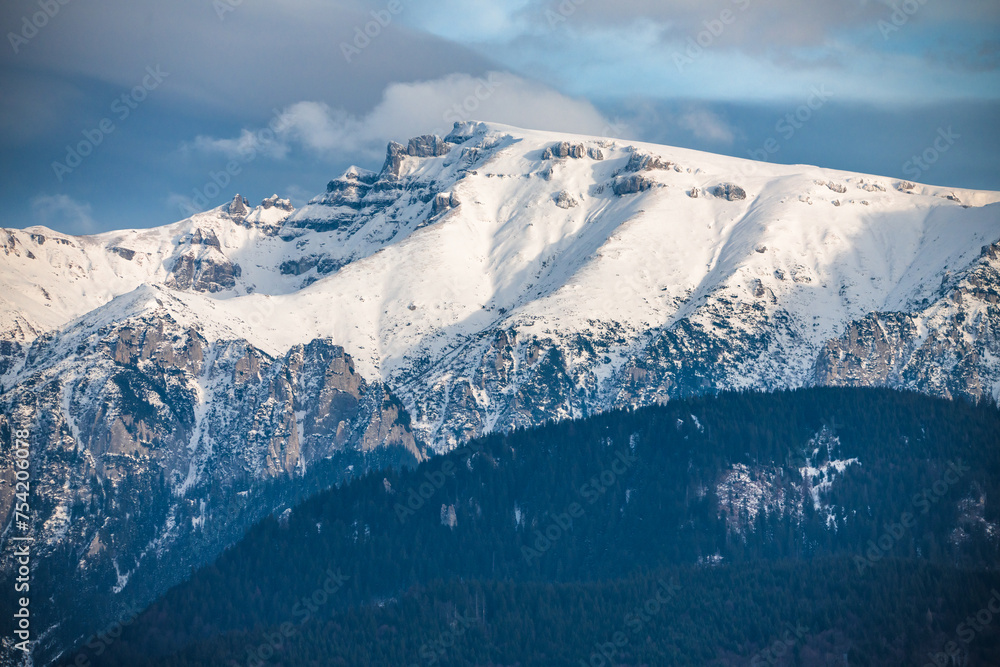 Scenic landscape of Bucegi mountains in the Romanian Carpathians