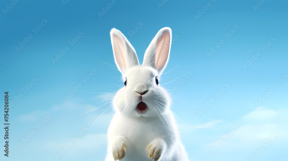 Obraz premium A happy white Easter bunny