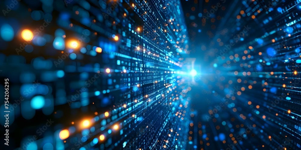 Naklejka premium Explore a digital landscape of business data and information for broadcasting. Concept Business Data Analysis, Information Broadcasting, Digital Landscape, Data Visualization, Data Insights