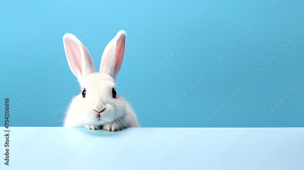 A happy white Easter bunny A happy white Easter bunny