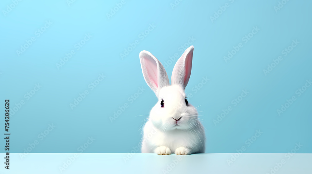 Obraz premium A happy white Easter bunny