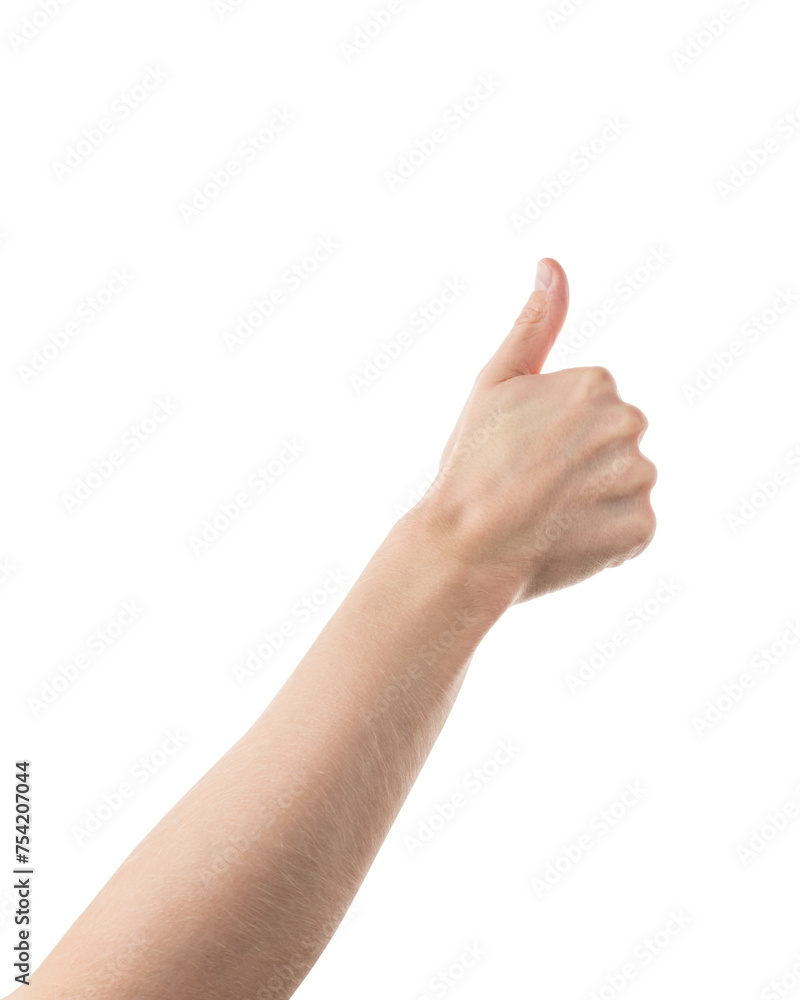 Adult man thumb up gesture isolated on white background Adult man thumb up gesture isolated on white background