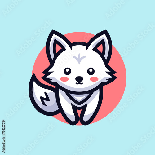 Arctic Fox-Cute-Mascot-Logo-Illustration-Chibi-Kawaii is awesome logo, mascot or illustration for your product, company or bussiness