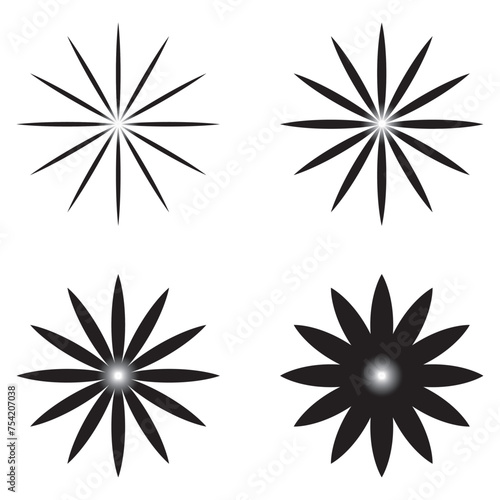 hand drawn sunbursts and frame, vector illustration, graphic design, sunburst set, collection set. Sunbursts vector.