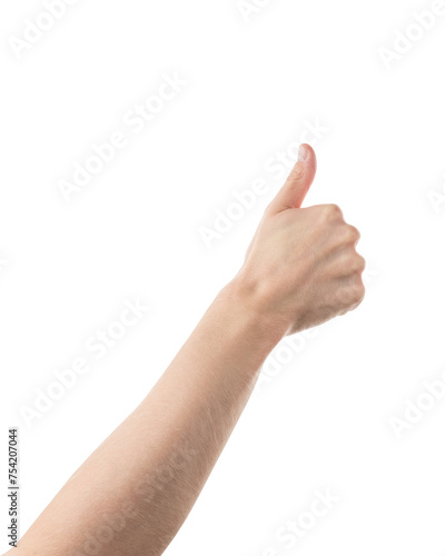 Adult man thumb up gesture isolated on white background