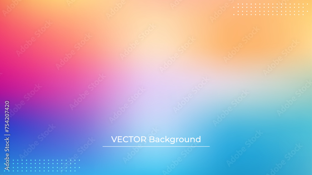Smooth and blurry colorful gradient mesh background. Modern bright rainbow colors. Easy editable soft colored vector banner template. Premium quality - obrazy, fototapety, plakaty 
