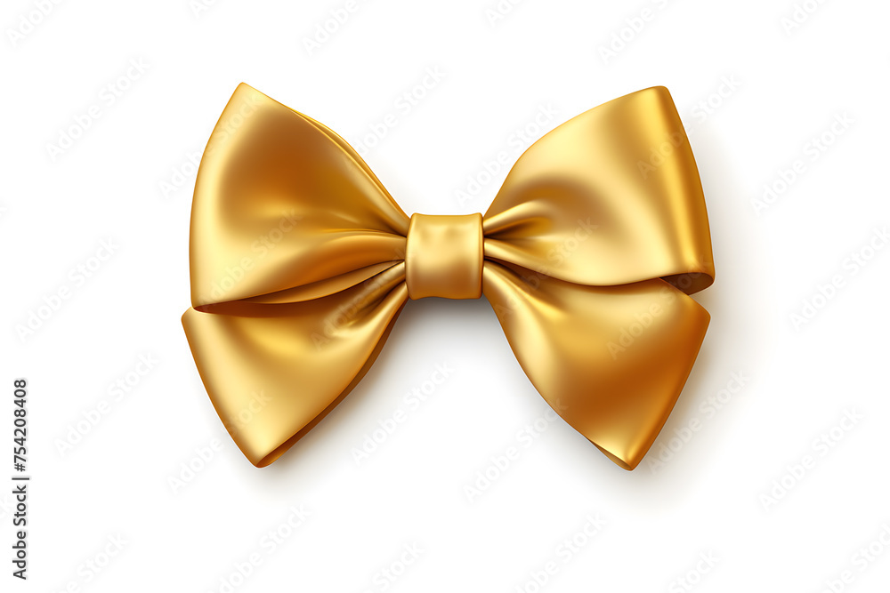 Golden ribbon bow isolated on white background Golden ribbon bow isolated on white background