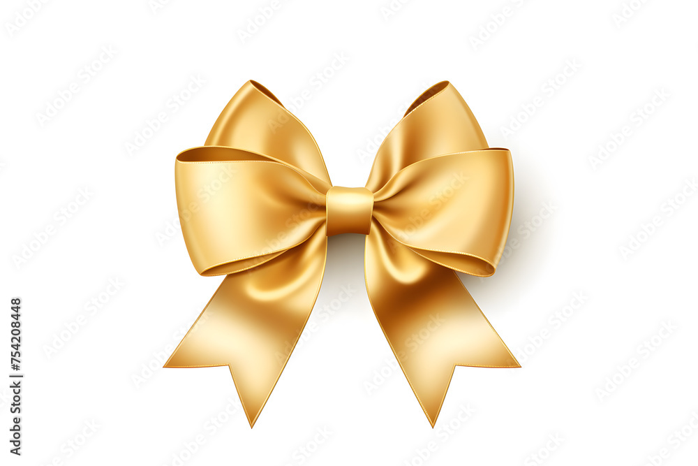 Golden ribbon bow isolated on white background Golden ribbon bow isolated on white background