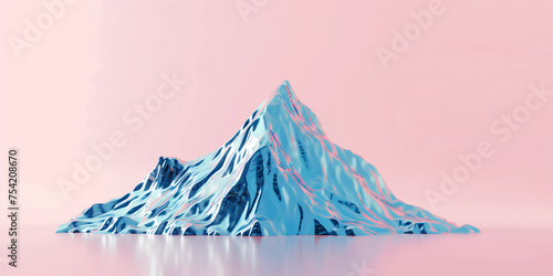 Stylized icy mountain peak on a pink background.