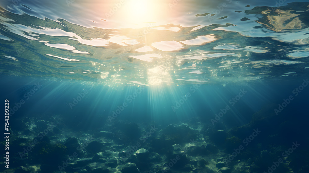Fototapeta premium Underwater realistic landscape wallpaper