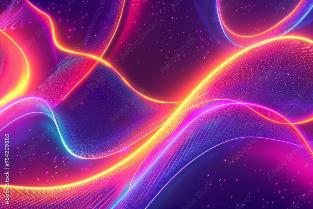 Abstract background with colorful curved lines. AI generative art	