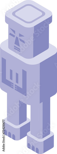 White totem icon isometric vector. Island idol statue. Animal shaman