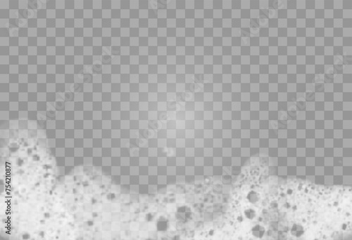 This vector template shows a bath foam with shampoo bubbles isolated on a transparent background. It can be used for advertising purposes. Mousse bath foam. 