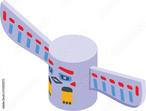 White eagle totem icon isometric vector. Island maya. Animal shaman