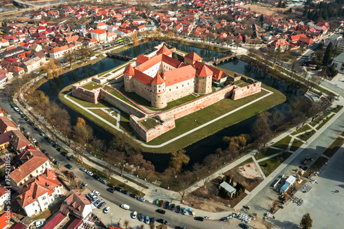 Obraz na płótnie Aerial view with Fagaras Citadel Fortress in Romania w salonie