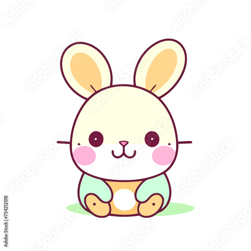a cute mascot Rabbit logo, simple, vector art, flat design, white background