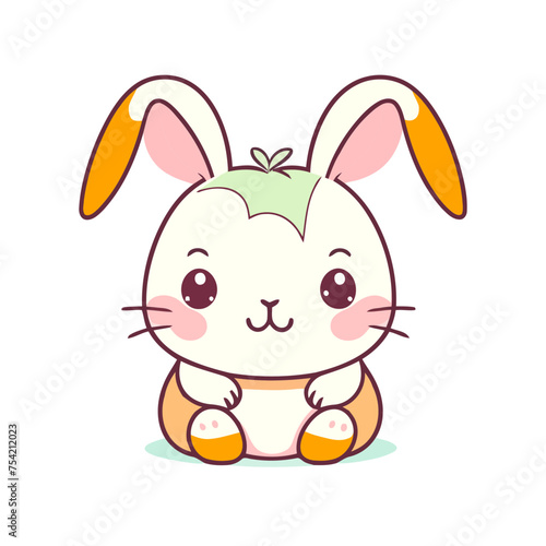 a cute mascot Rabbit logo, simple, vector art, flat design, white background