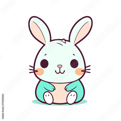 a cute mascot Rabbit logo  simple  vector art  flat design  white background
