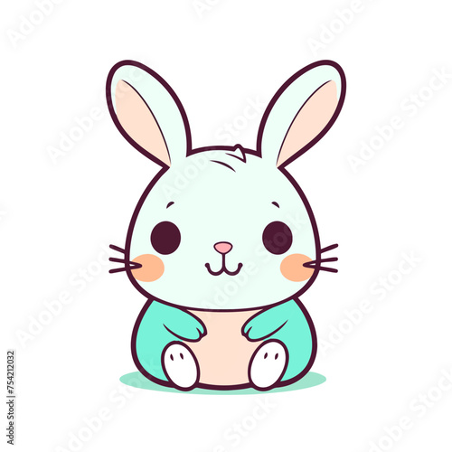 a cute mascot Rabbit logo, simple, vector art, flat design, white background