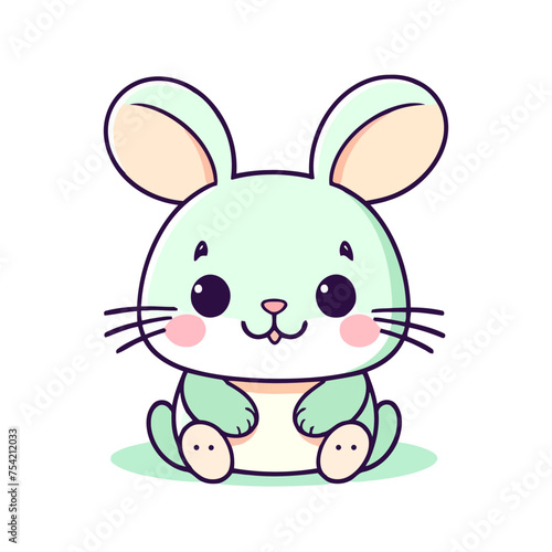 a cute mascot Rabbit logo, simple, vector art, flat design, white background