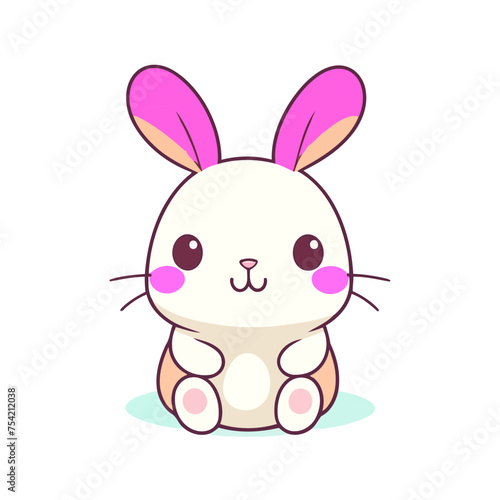 a cute mascot Rabbit logo, simple, vector art, flat design, white background