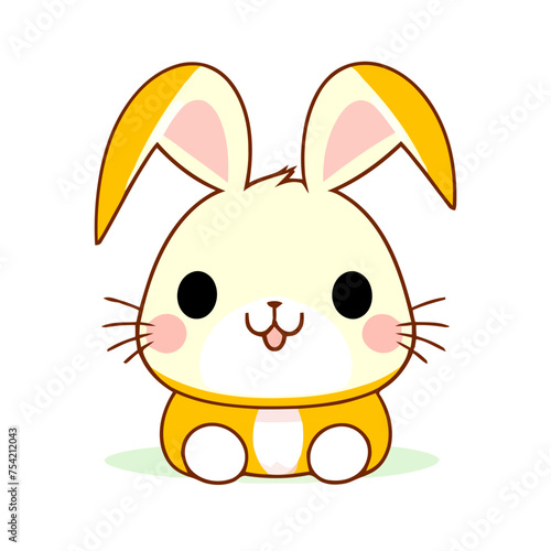 a cute mascot Rabbit logo, simple, vector art, flat design, white background