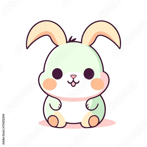 a cute mascot Rabbit logo, simple, vector art, flat design, white background