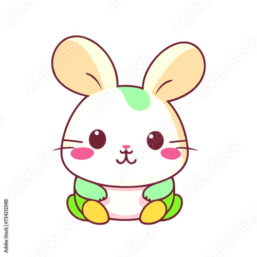 a cute mascot Rabbit logo, simple, vector art, flat design, white background