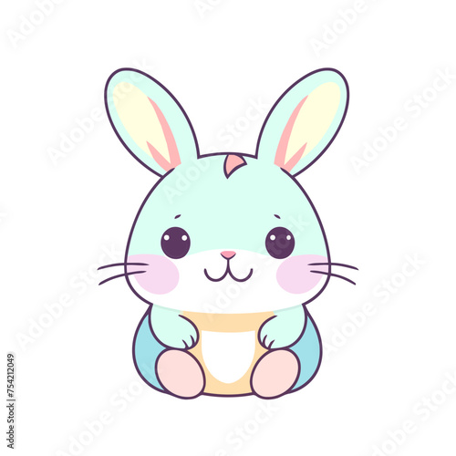 a cute mascot Rabbit logo, simple, vector art, flat design, white background