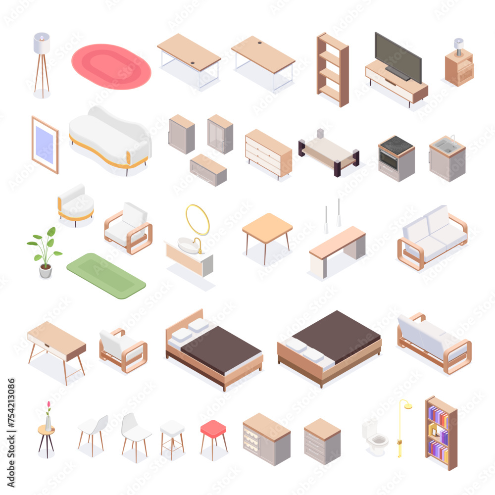 furniture isometric composition with isolated image modern soft chair blank background vector illustration