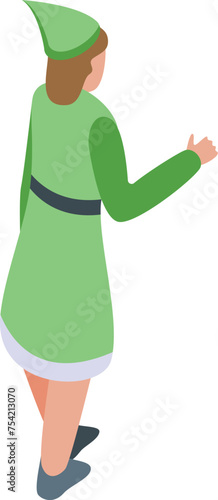 Elf icon isometric vector. Dwarf character. Holiday fairy gnome
