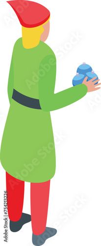 Elf character icon isometric vector. Little mythical elfin. Enchanting magical tiny creature