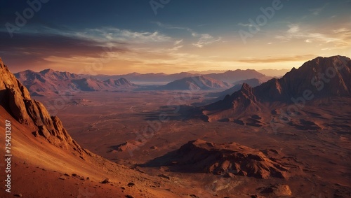 Mountains view of planet Mars 